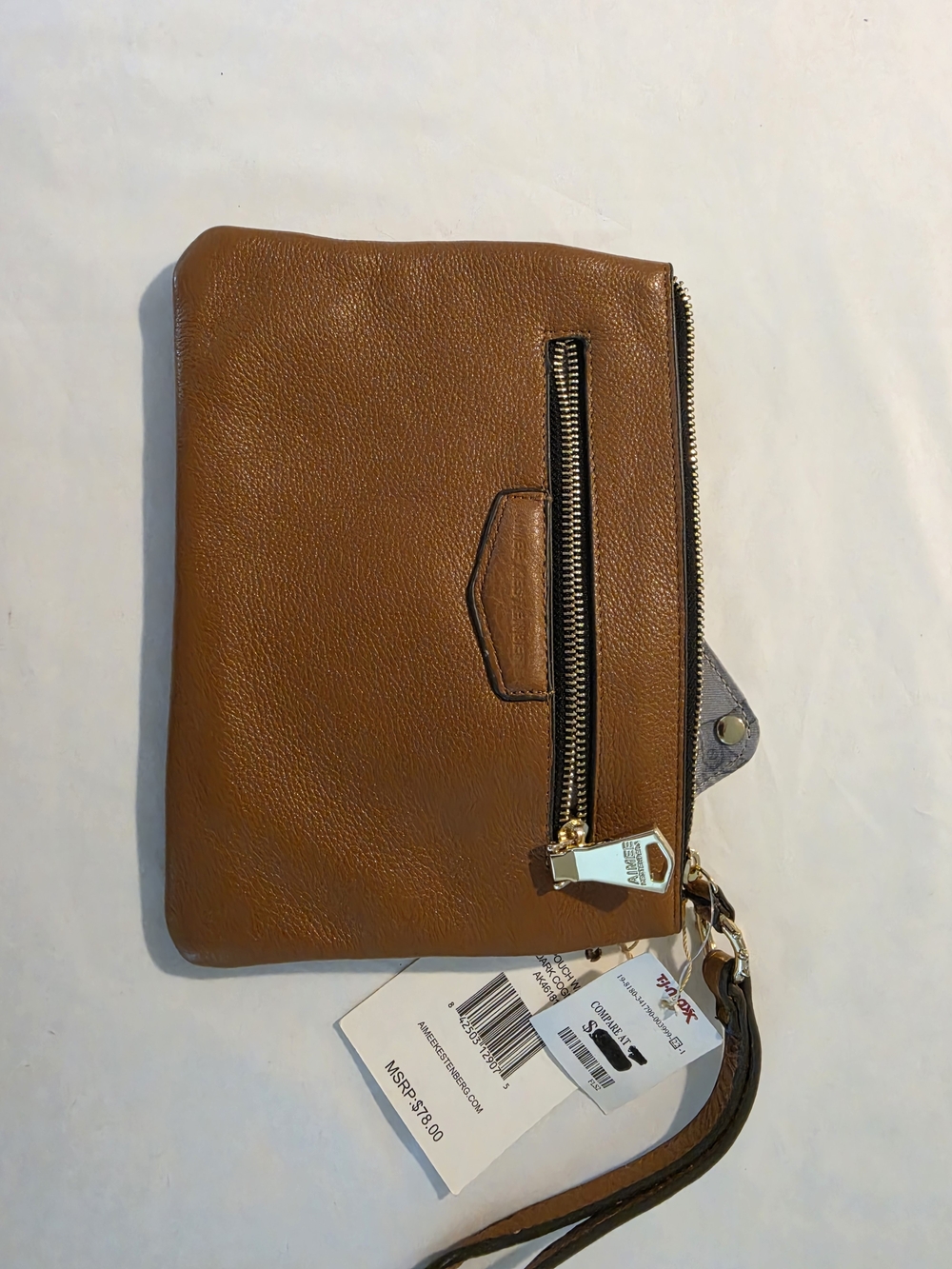 Aimee Kestenberg Cognac Leather Wristlet Clutch